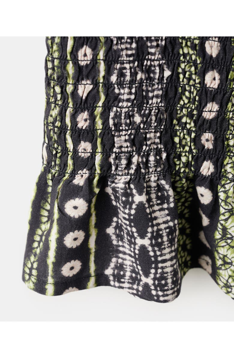 MANGO TEEN Print Smocked One-Shoulder Minidress, Alternate, color, Black