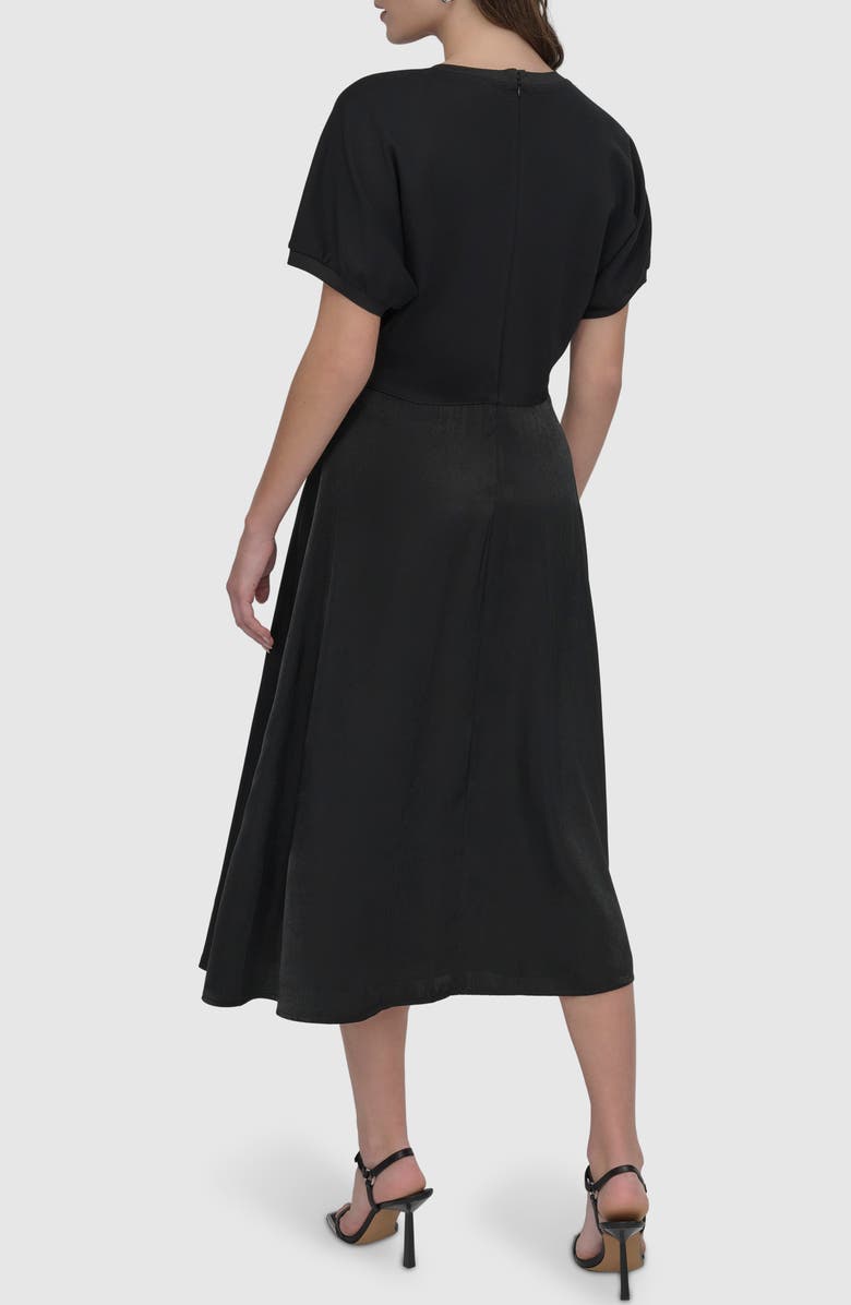 DKNY Scuba Knit & Satin Midi Dress, Alternate, color, 