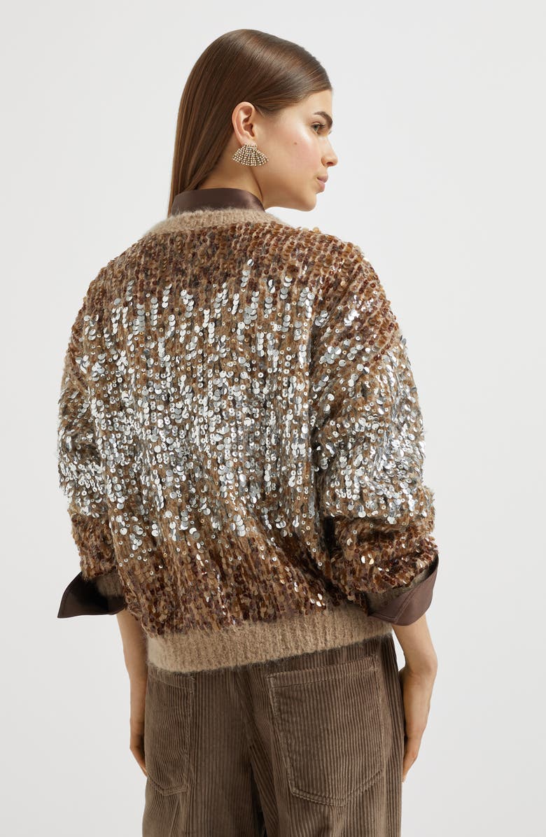 Brunello Cucinelli Dazzling Embroidery sweater, Alternate, color, Brown