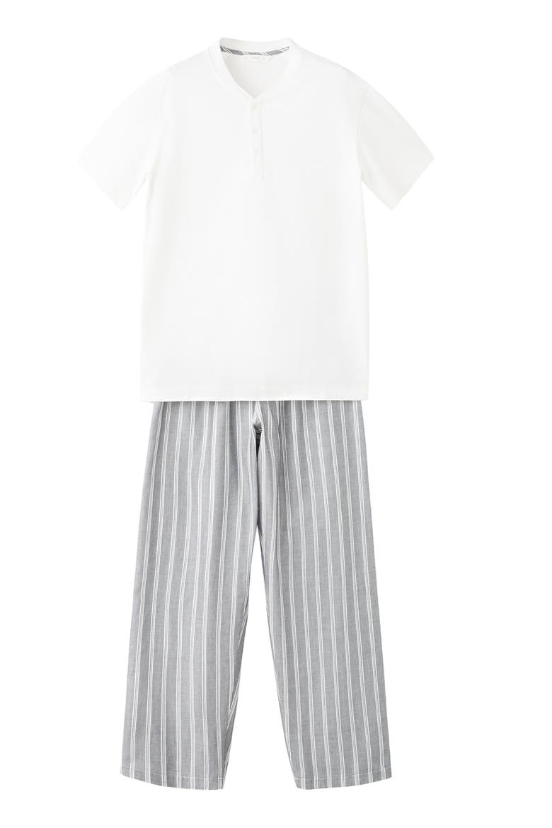 Cotton Pajama Henley & Pants Set, Main, color, GREY