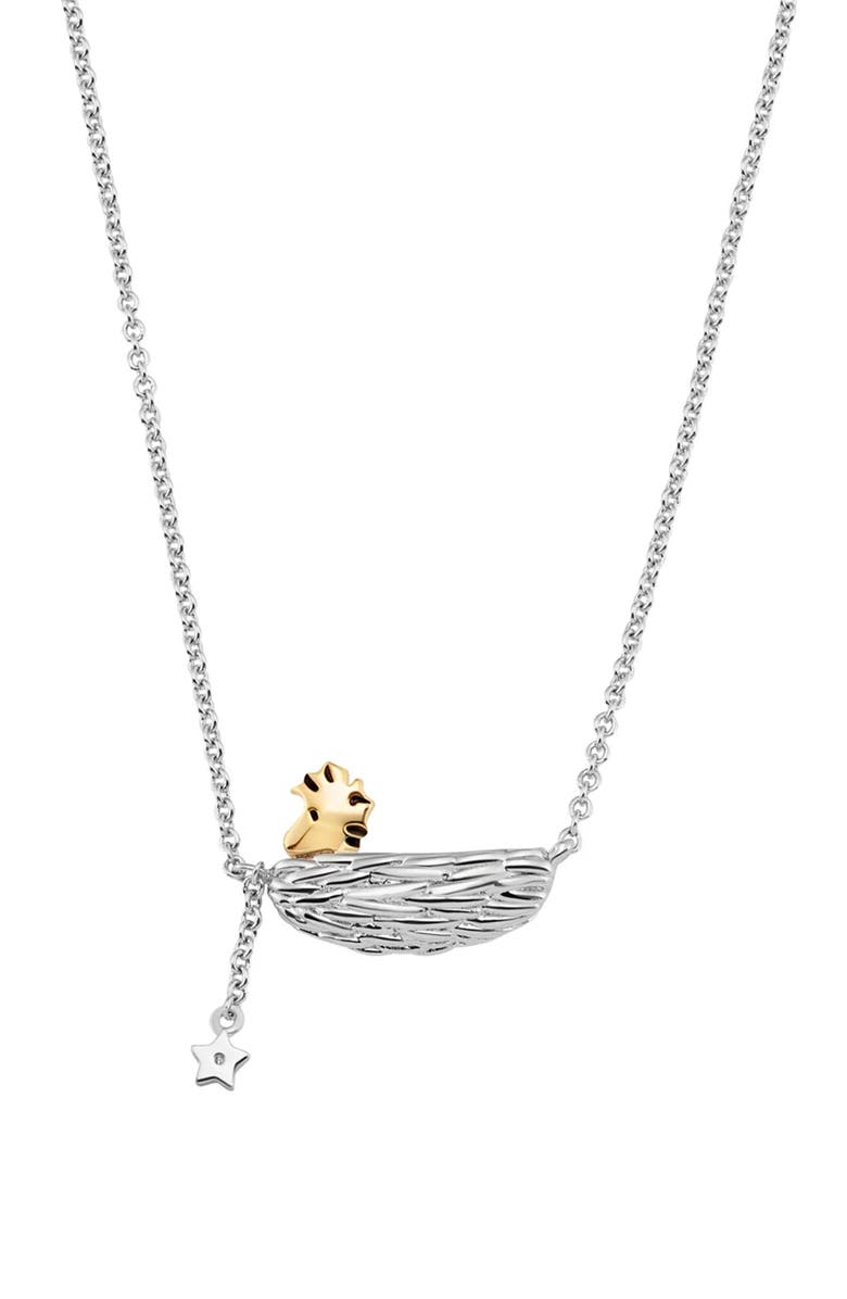 Crislu x Peanuts<sup>®</sup> Woodstock's Nest Pendant Necklace, Main, color, Pure Platinum / Clear Stone