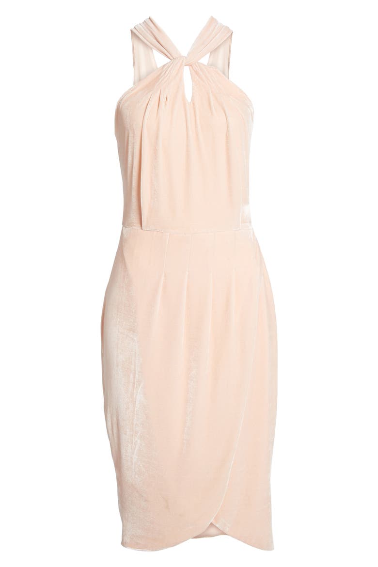 Wales Velvet Halter Dress, Alternate, color, ROSE SMOKE