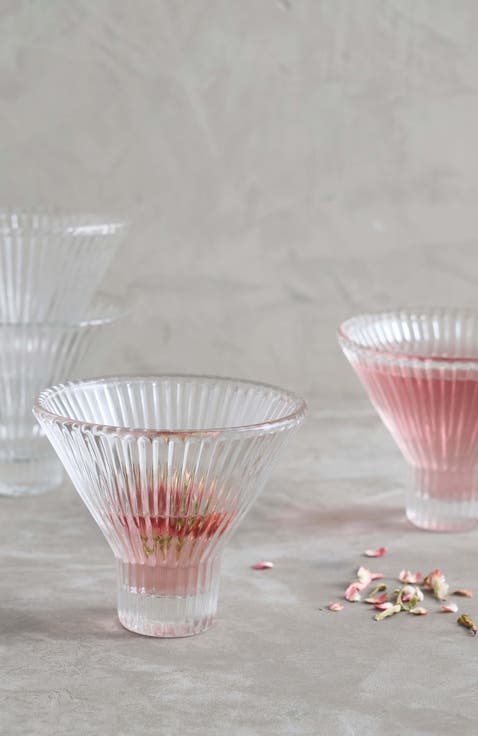 Pressed Clear Martini Glasses - Set of 4