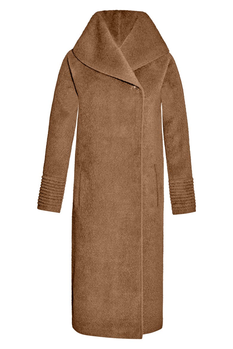 Hooded Wool & Alpaca Blend Coat, Alternate, color, DARK CAMEL