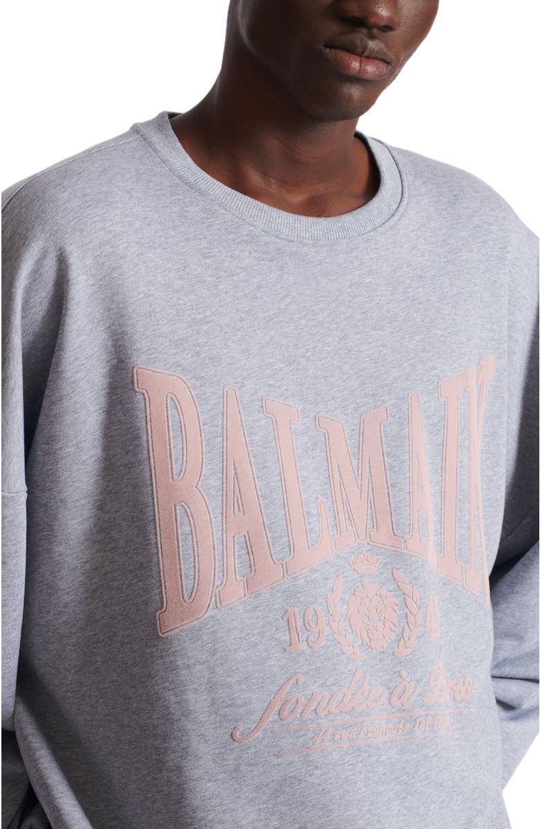 Balmain Printed cotton sweatshirt, Alternate, color, Grey