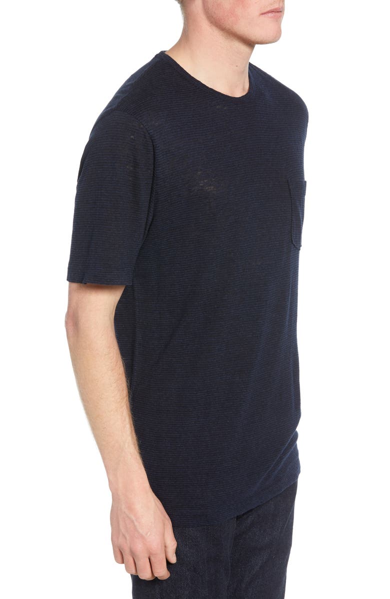 NORDSTROM MEN'S SHOP Stripe Pocket Linen Blend T-Shirt, Alternate, color, 