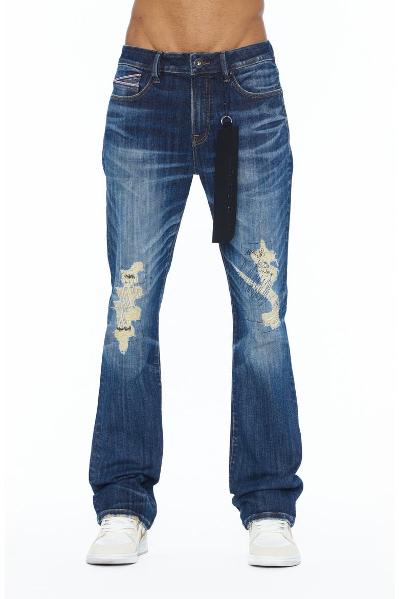 Lenny Distressed Bootcut Jeans, Main, color, SURF