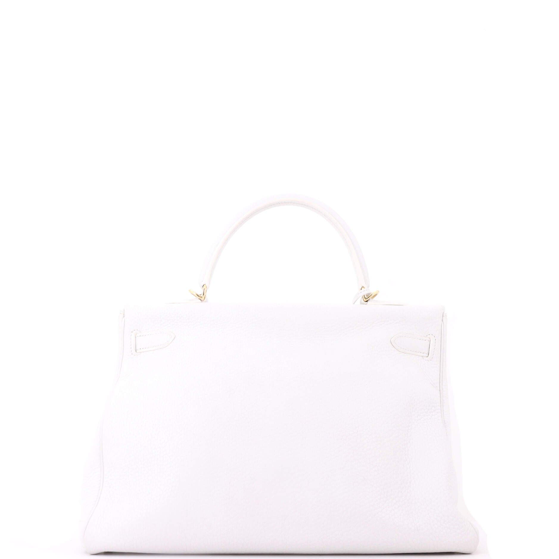 Kelly Handbag White Clemence with Gold Hardware 35, Alternate, color, White