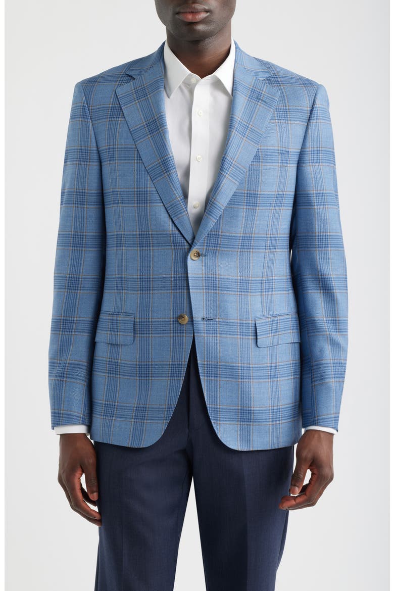 Light Blue Plaid Wool Sport Coat, Main, color, BLUE