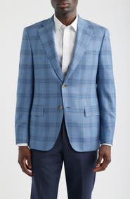 Heritage Gold Light Blue Plaid Wool Sport Coat
