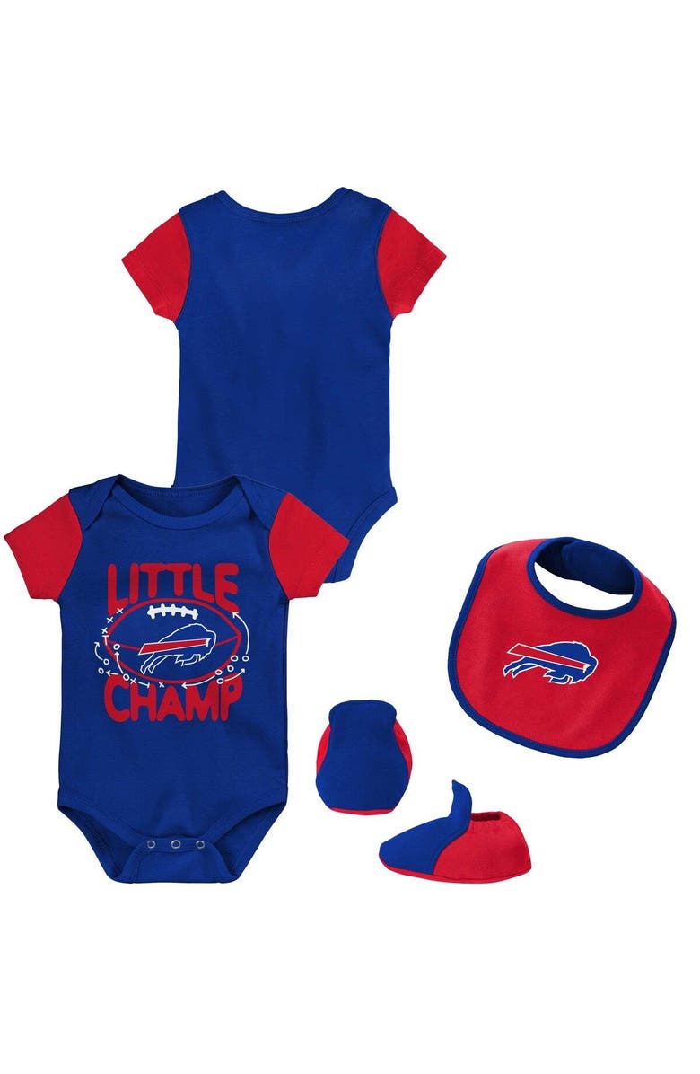 Outerstuff Newborn & Infant Royal/Red Buffalo Bills Little Champ Three-Piece Bodysuit Bib & Booties Set, Main, color, Royal