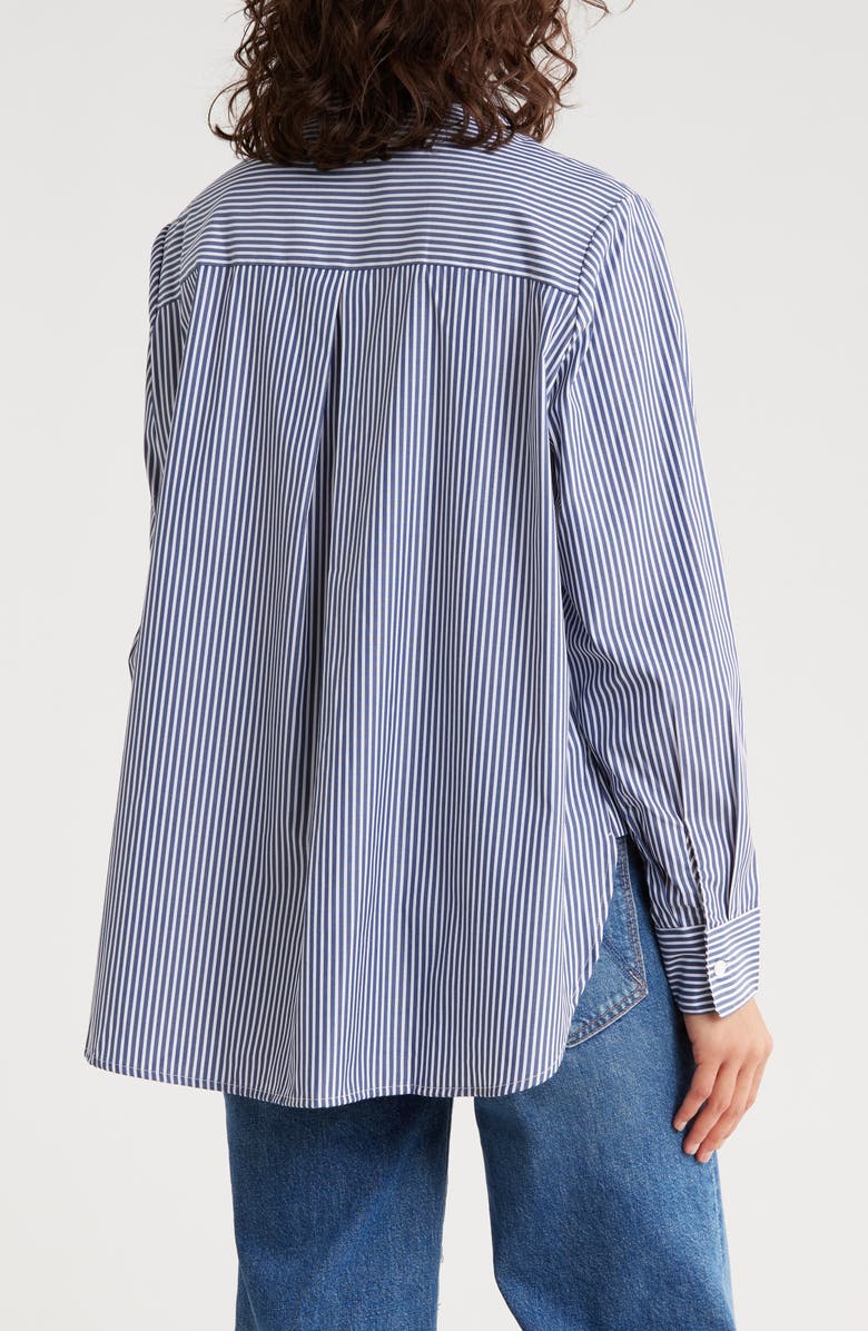 French Connection Oversize Stripe Button-Up Shirt, Alternate, color, Navy/White Stripe