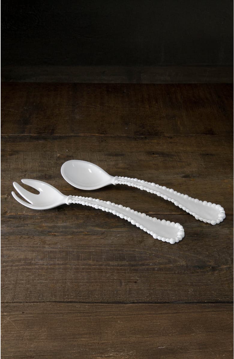 BEATRIZ BALL Collection Vida Alegria Large Salad Servers, Alternate, color, White