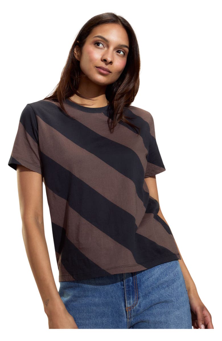 Cynthia Rowley Diagonal Stripe Tee, Main, color, Black/Brown