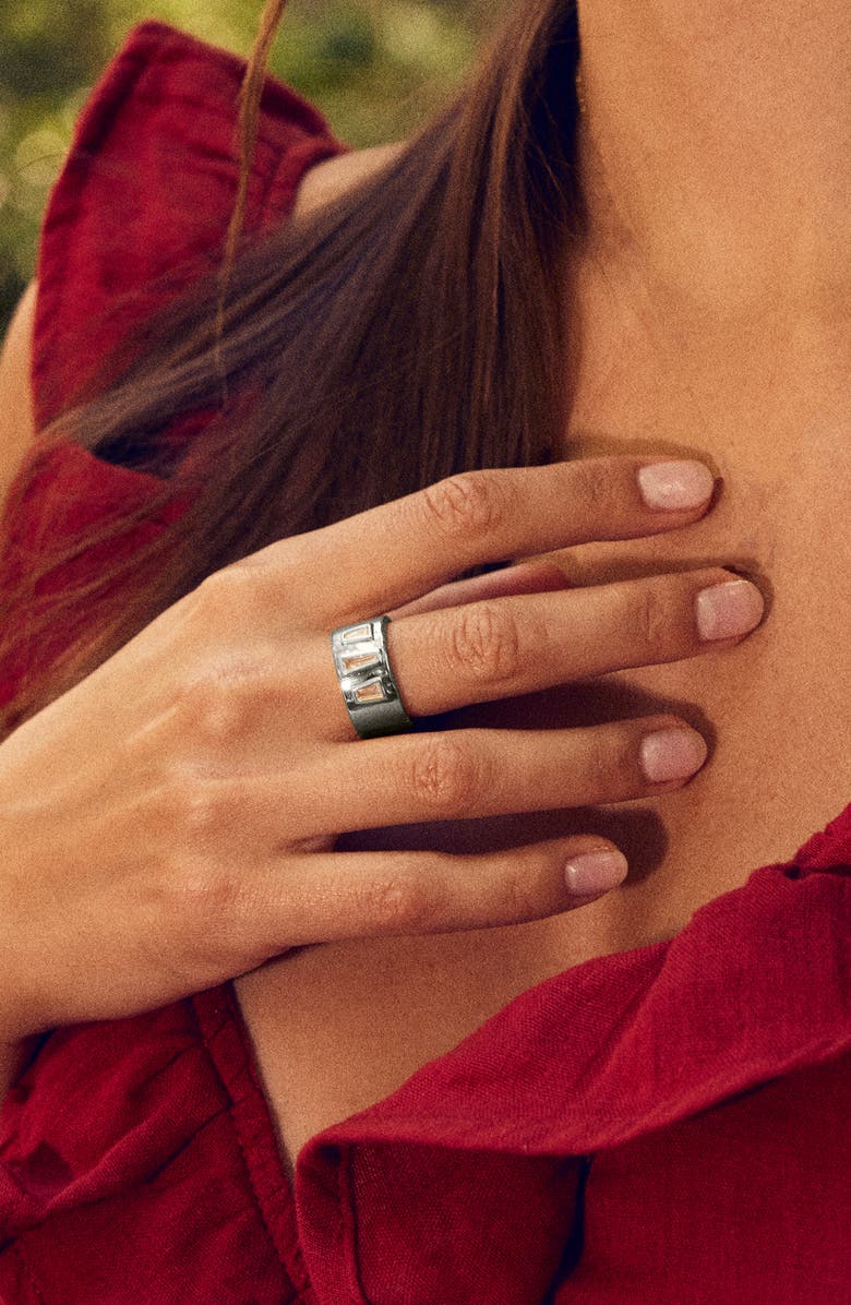 Sterling Forever Colsie Cigar Band Ring, Alternate, color, Silver