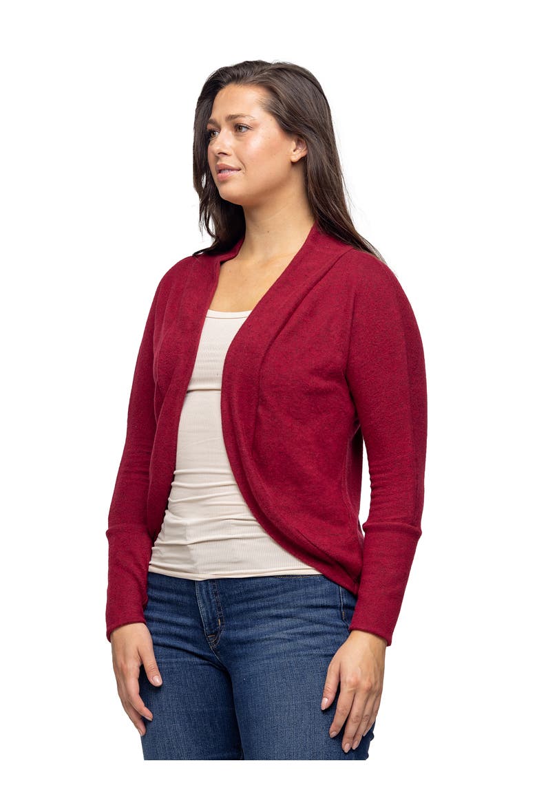 Curved Hem Open Front Long Womens Bolero Shrug, Alternate, color, Red