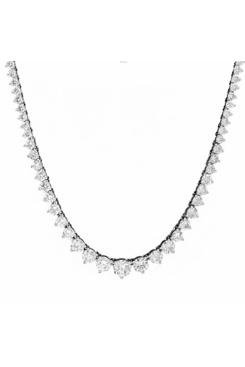 The Liz 3 Prong Graduated Tennis Necklace, Alternate, color, Silver