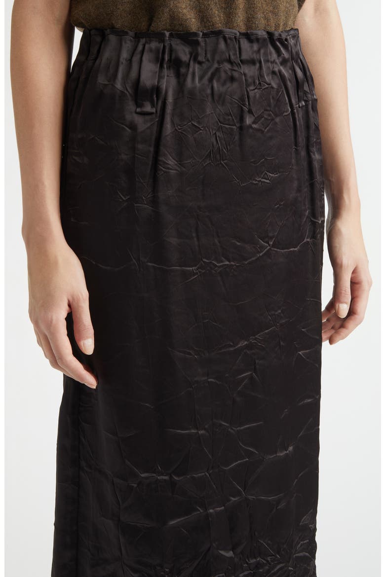 Crayon Crinkled Satin Pencil Skirt, Alternate, color, NOIR