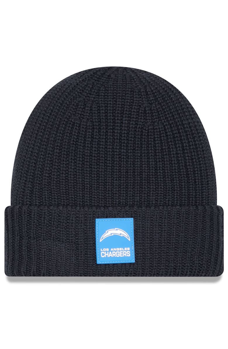 New Era Men's New Era Charcoal Los Angeles Chargers 2025 Sideline Cold Weather Cuffed Knit Hat, Main, color, Charcoal