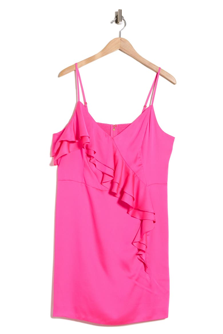 Delila Ruffle Satin Minidress, Alternate, color, PARIGI PINK
