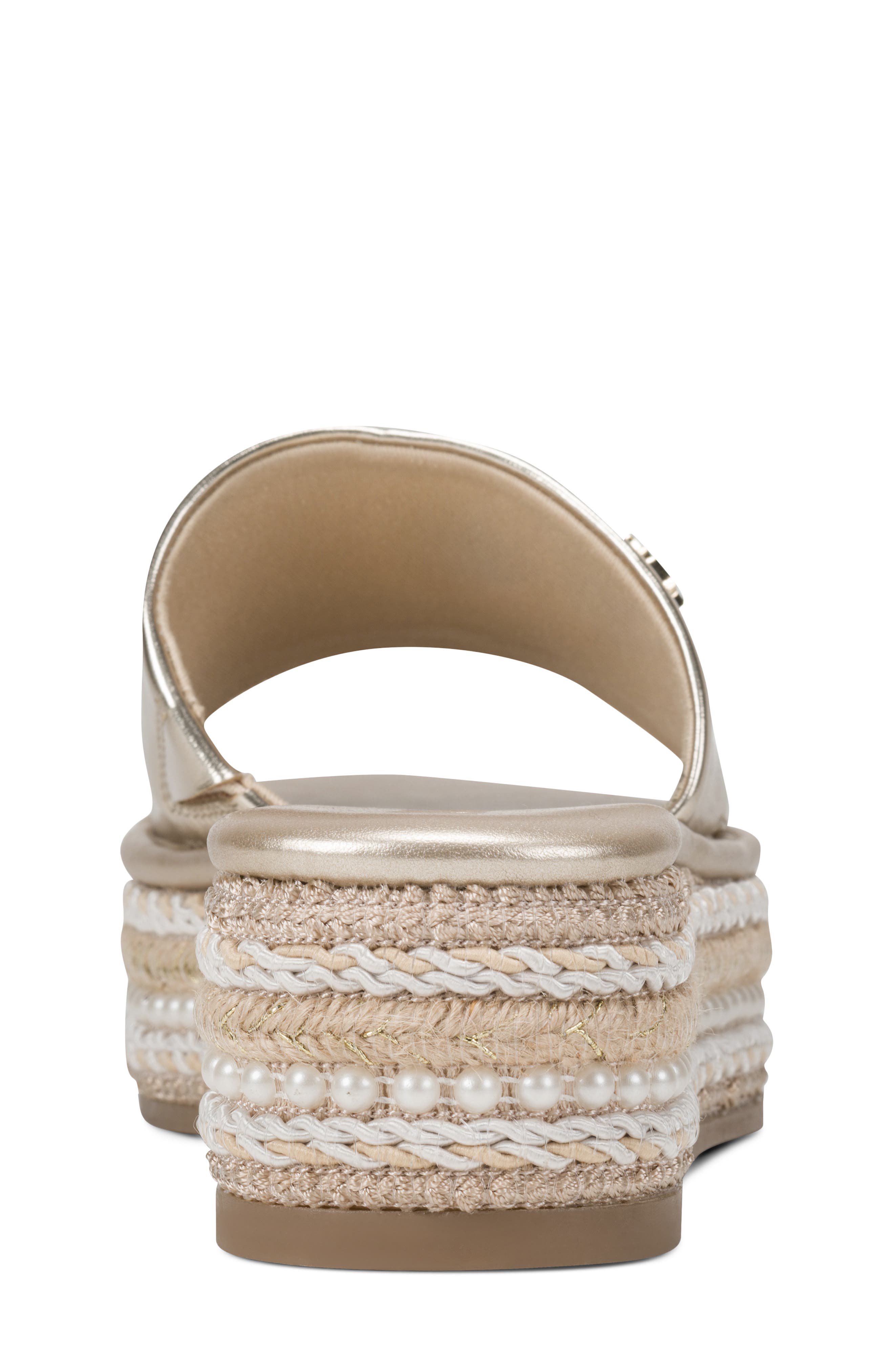KARL LAGERFELD PARIS Keswick Espadrille Platform Wedge Slide Sandal, Alternate, color, White Gold
