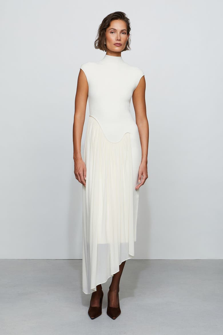 Francis Knit Combo Midi Dress, Main, color, Ivory