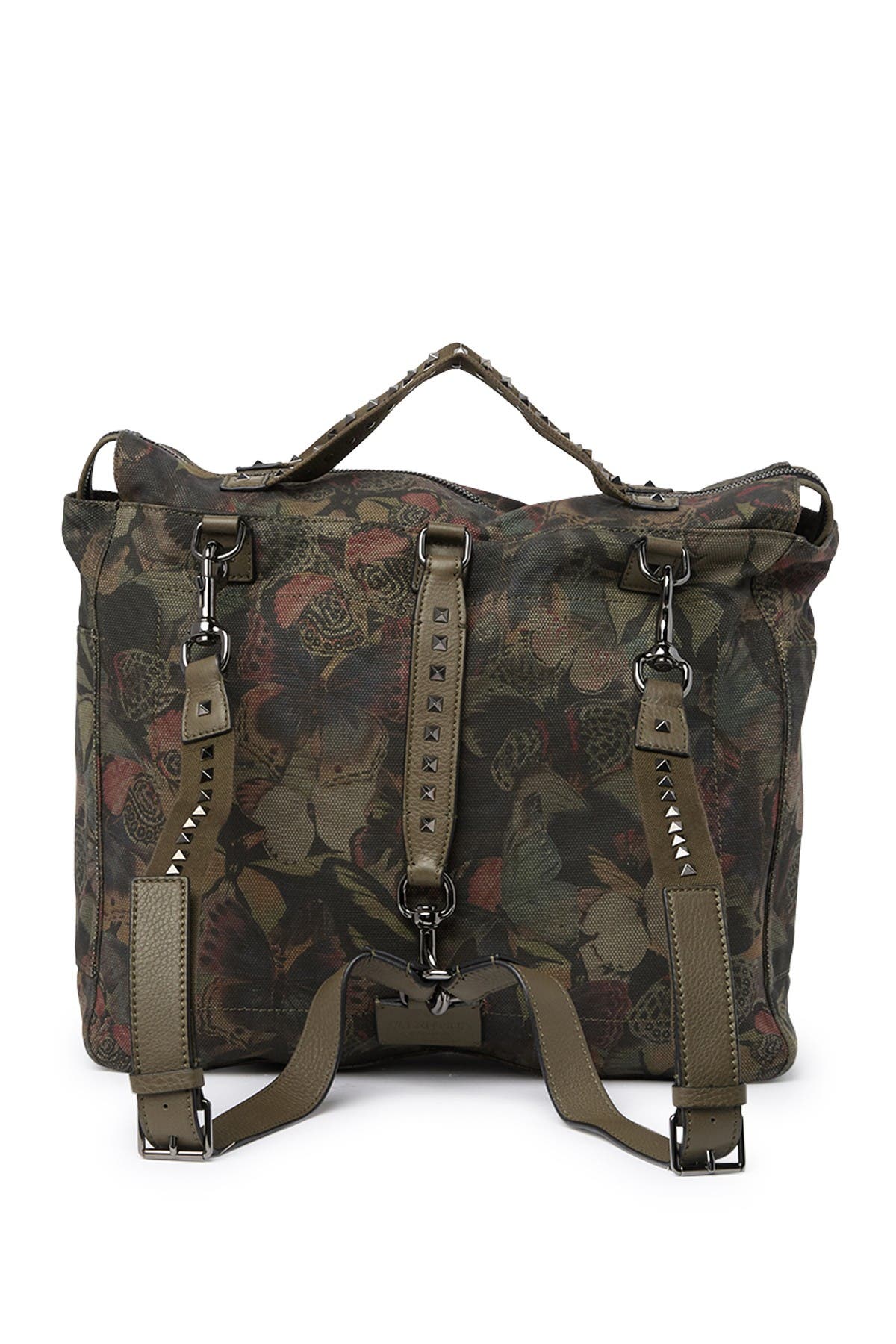 Valentino Leather Trimmed Messenger Backpack, Alternate, color, 