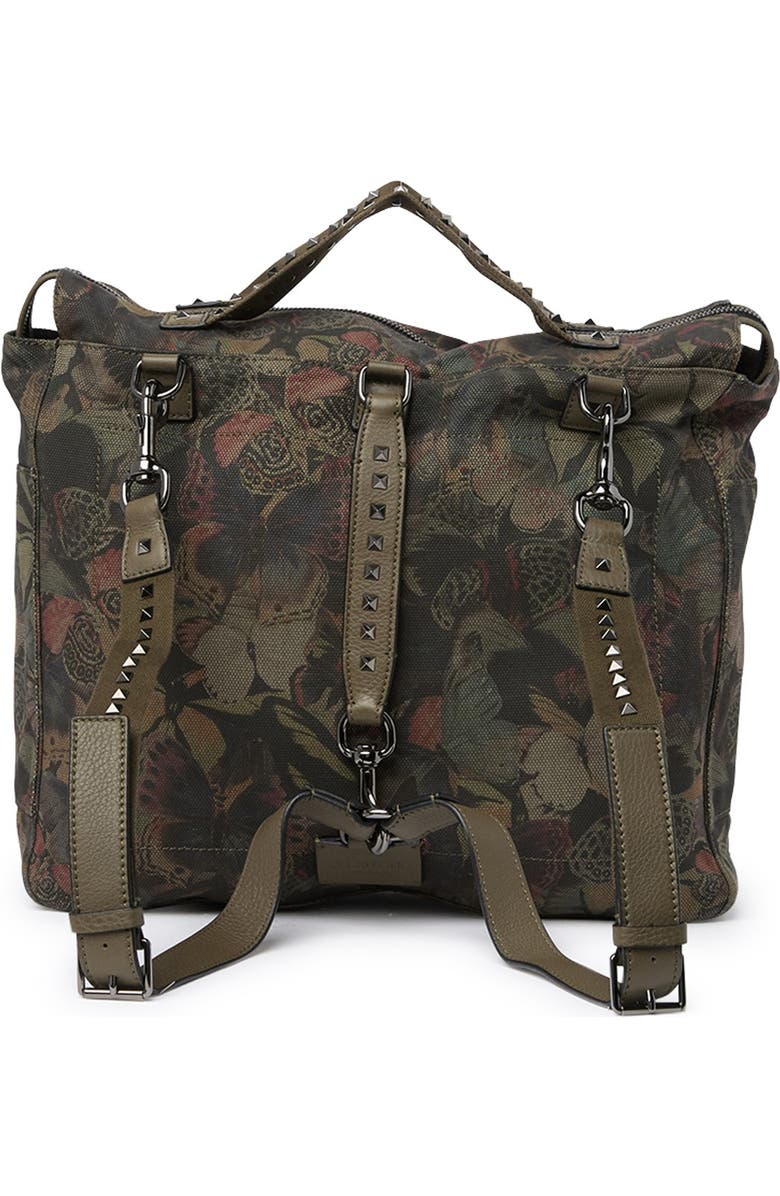 Valentino Leather Trimmed Messenger Backpack, Alternate, color,