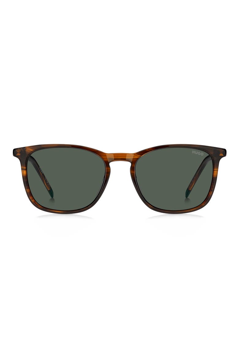 53mm Rectangular Sunglasses, Main, color, BROWN HORN/ GREEN