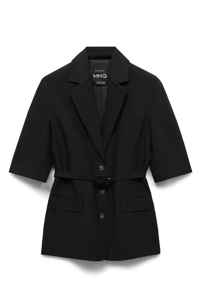 MANGO Argelia Short Sleeve Belted Blazer, Alternate, color,