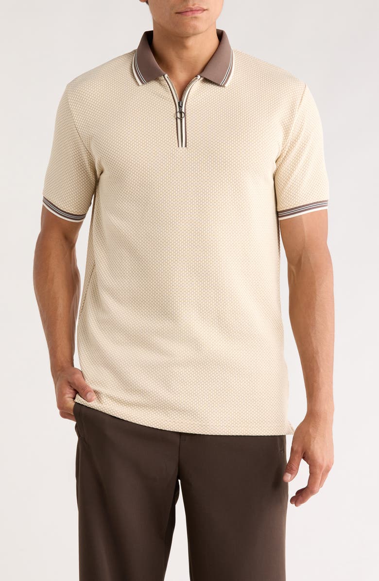 Cactus Man Textured Quarter Zip Knit Polo, Main, color, Cream