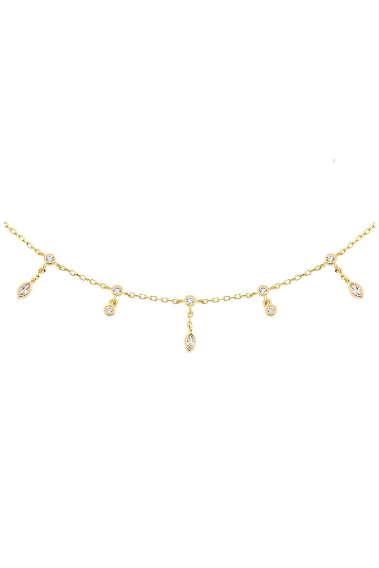 Cubic Zirconia Bezel Drop Choker, Main, color, GOLD