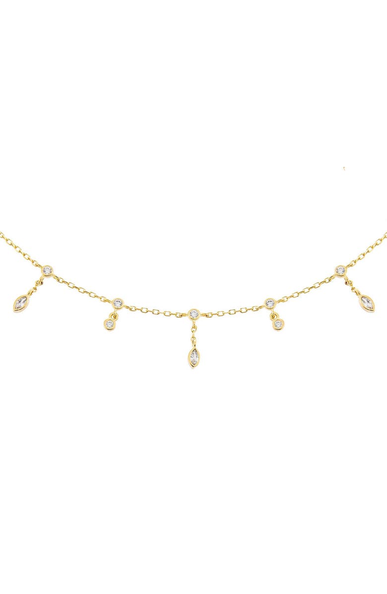 Adina's Jewels Cubic Zirconia Bezel Drop Choker, Main, color,