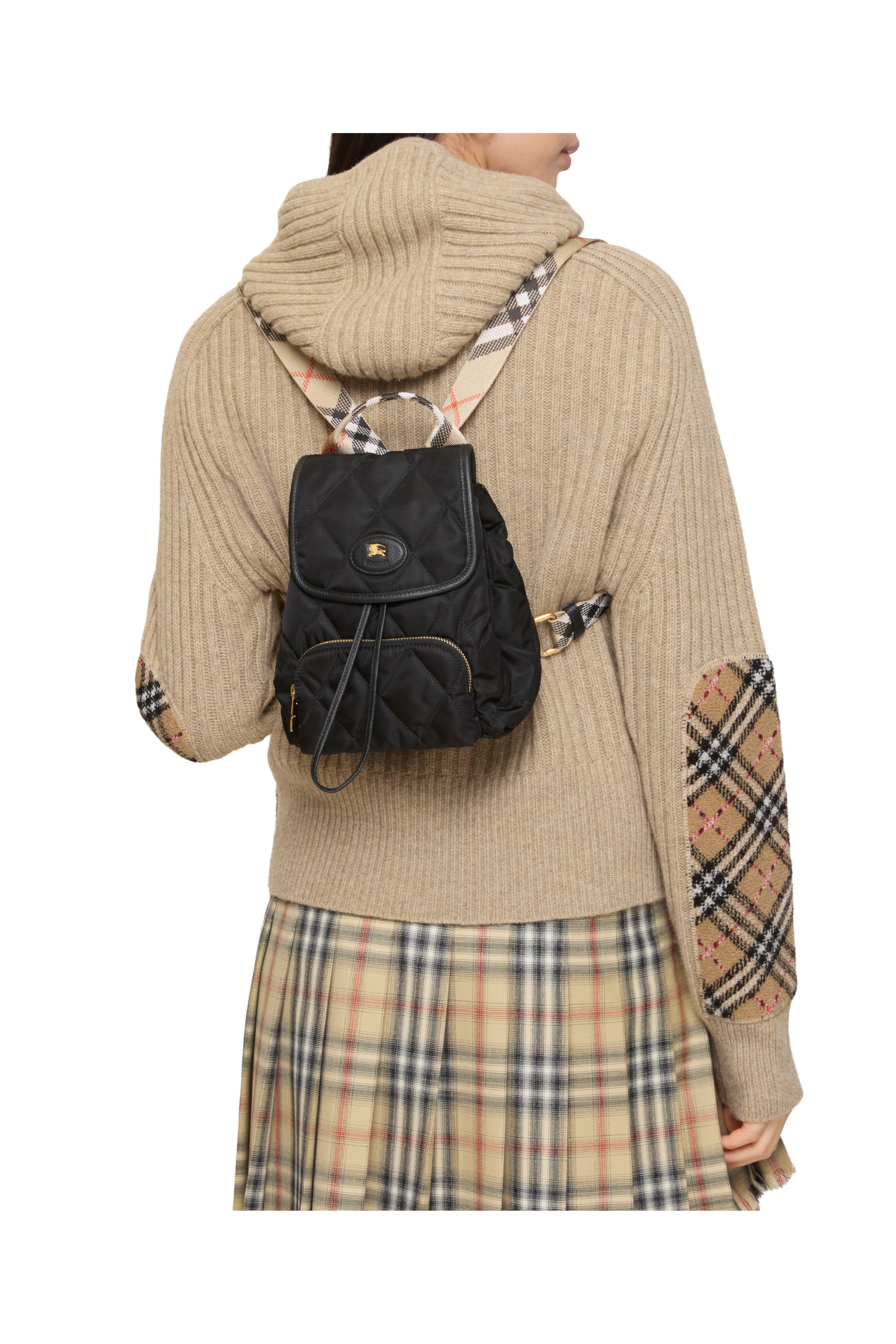 Burberry Mini Horseshoe Backpack, Alternate, color, Black