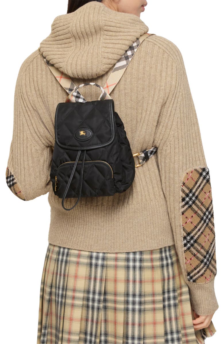 Burberry Mini Horseshoe Backpack, Alternate, color, Black