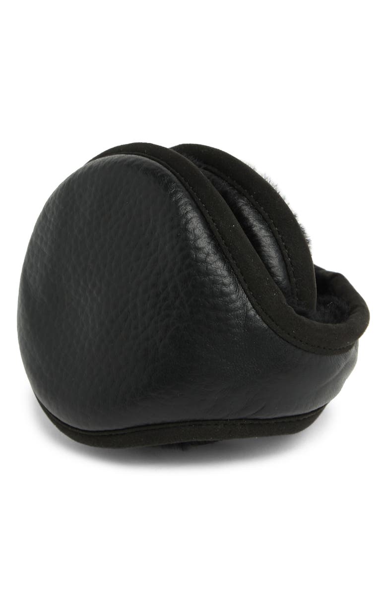 UGG<sup>®</sup> Leather Wrapped Genuine Shearling Ear Muffs, Alternate, color, Black