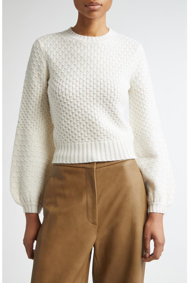 Elvira Wool & Cashmere Crewneck Sweater, Main, color, WHITE