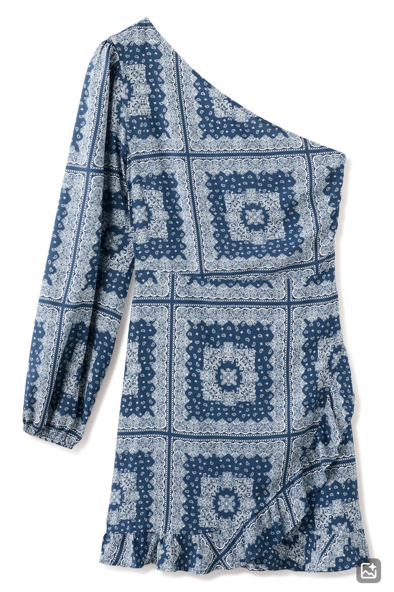 One-Shoulder Bandanna Print Minidress, Alternate, color, NAVY