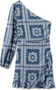 MANGO TEEN One-Shoulder Bandanna Print Minidress