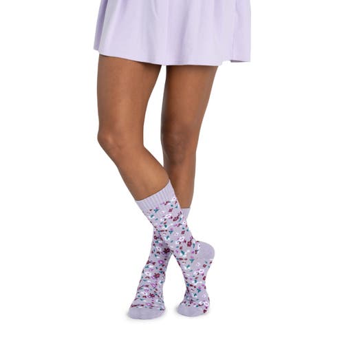 Muk Luks Cotton Rib Compression Crew Sock 3 Pair Pack In Purple