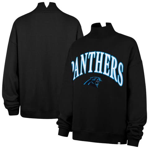 Women's '47 Black Carolina Panthers Oversized Vantage Mock Neck Sweatshirt