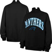 '47 Women's '47 Black Carolina Panthers Oversized Vantage Mock Neck Sweatshirt
