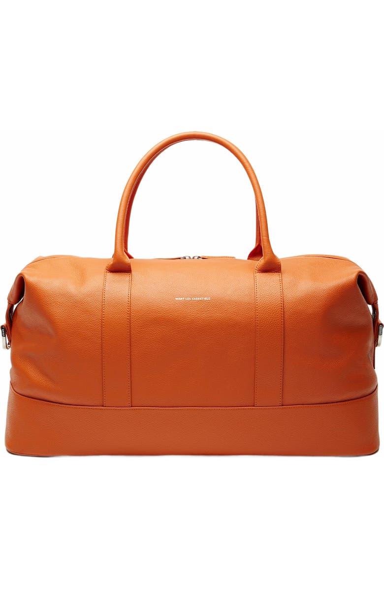 Want Les Essentiels Kelowna Pebble-Grained Leather Weekender Bag, Main, color, Orange