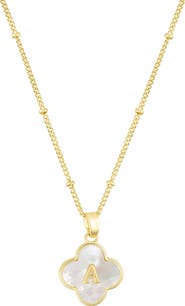 Adornia Mother-of-Pearl Clover Initial Pendant Necklace
