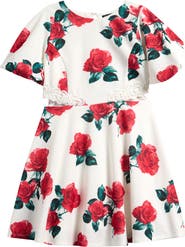 Ava & Yelly Kids' Floral Cutout Scuba Knit Dress