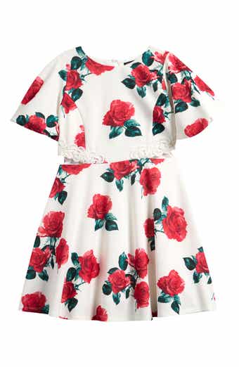 Kids' Floral Cutout Scuba Knit Dress