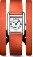 Longines Mini DolceVita Three-Row Orange Leather Strap Watch, 21.5mm x 29mm