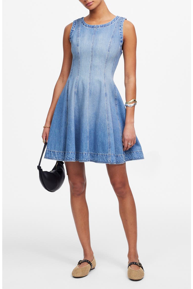 madewell denim ruffle dress Denim Ruffle-Tiered Midi Dress