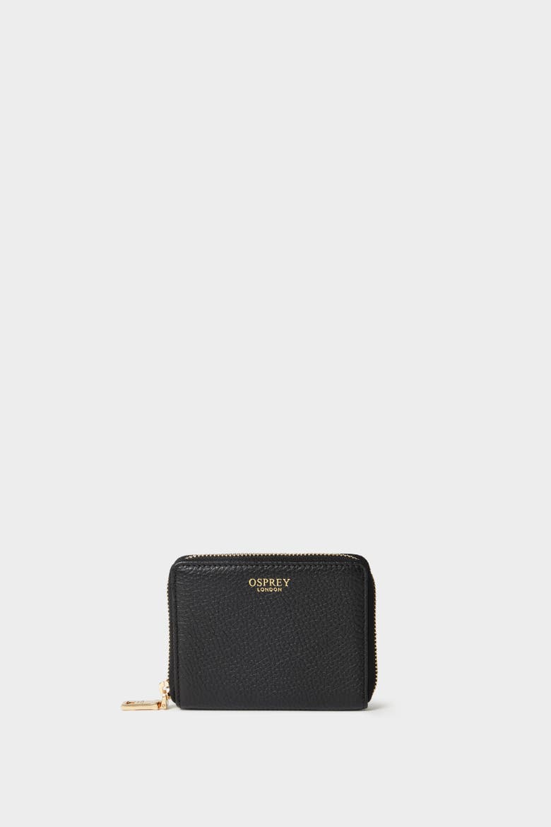 The Core Small Leather Zip Around Purse, Alternate, color, Black