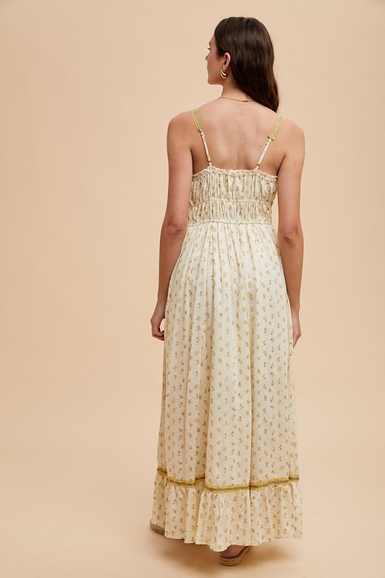 Floral Ribbon Detail Sleeveless Maxi Dress, Alternate, color, Yellow